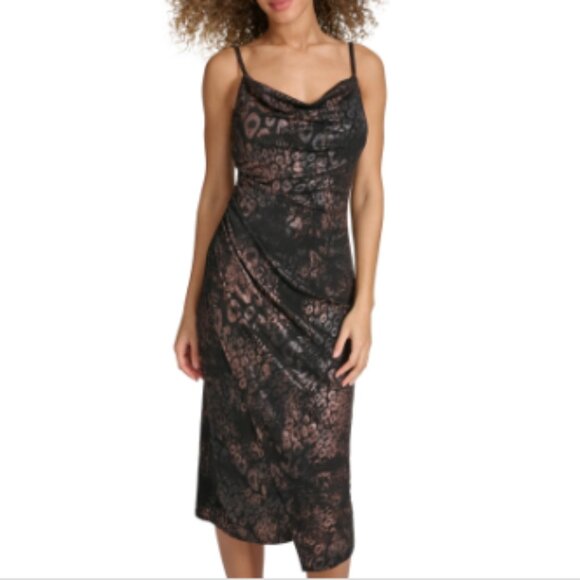 Siena Women's Foiled Knit Bodycon Dress - Black/Bronze - Picture 1 of 1